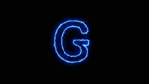 Arc reactor blue light effect Text animation Alphabet G Stock Footage 171217978
