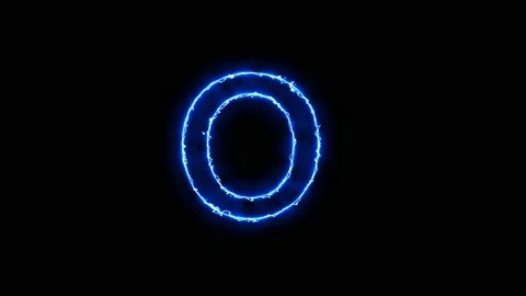 Arc reactor blue light effect Text animation Alphabet O Stock Footage 171218199