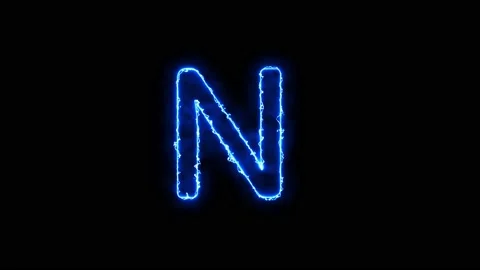 Arc reactor blue light effect Text animation Alphabet N Stock Footage 171218200