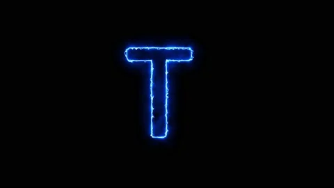 Arc reactor blue light effect Text animation Alphabet T Stock Footage 171218398