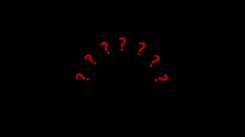Arc of red question marks glowing on a black background. Question marks neo.. Stock Footage 337130967