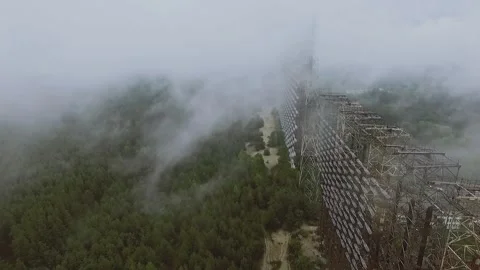 The arc is a secret object of the USSR, shot from above in the middle plan Stock Footage 154475150