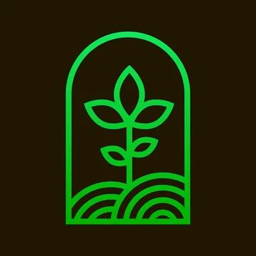 Arc sign of sprout in the field  Stock Illustration