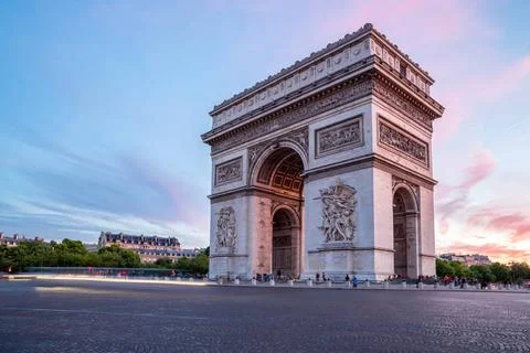 Arc of Triomphe Paris Arc of Triomphe Champs Elysees Paris city at sunset ... Stock Photos