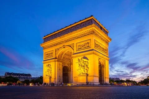 Arc of Triomphe Paris Arc of Triomphe Champs Elysees Paris city at sunset ... Foto stock