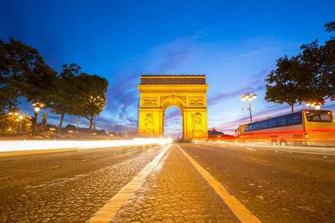 Arc of Triomphe Paris Arc of Triomphe Champs Elysees Paris city at sunset ... Foto stock