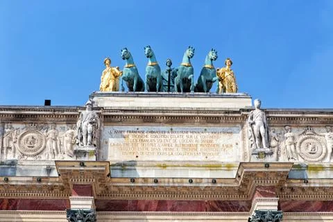 Arc triumph de carousel in front of louvre in paris Stock Photos
