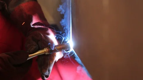 Arc welding with co2, large metal part Stock Footage 104802148