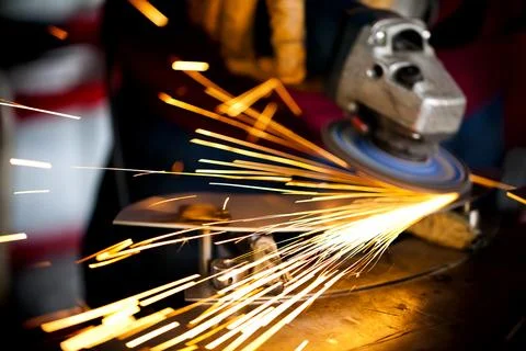 Arc Welding in Construction Area Stock Photos