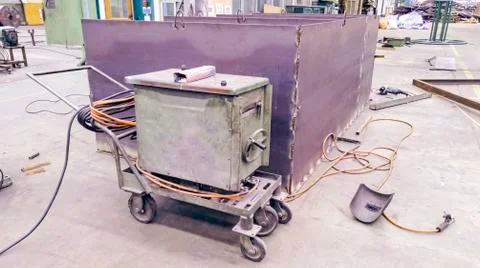 Arc welding machine for welding work in factory Foto stock