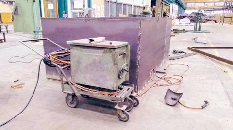 Arc welding machine for welding work in factory Stock Photos