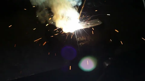 Arc Welding in an old metal Workshop 스톡 동영상 34436886