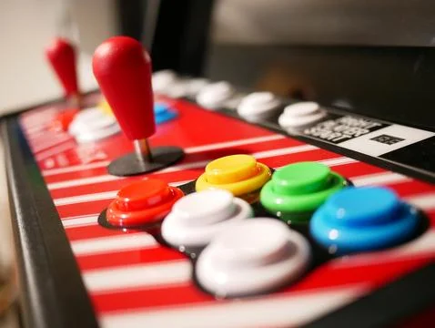 Arcacde joystick with buttons Stock Photos
