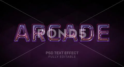 Arcade 3D Text Style Effect Mockup - PSD Template PSD Template