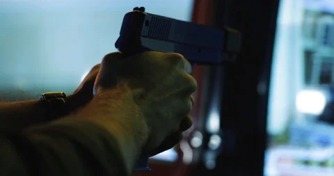 Arcade: Anonymous Man Playing Shooter Video Game Stock Footage 107944813