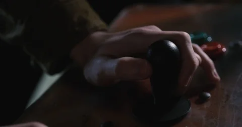 Arcade: Anonymous Man Playing Video Game With Joystick And Buttons Stock Footage 107945238