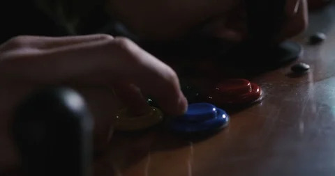 Arcade: Anonymous Man Playing Video Game With Joystick And Buttons Stock Footage 107945251