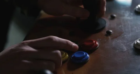 Arcade: Anonymous Man Playing Video Game With Joystick And Buttons Stock Footage 107945328