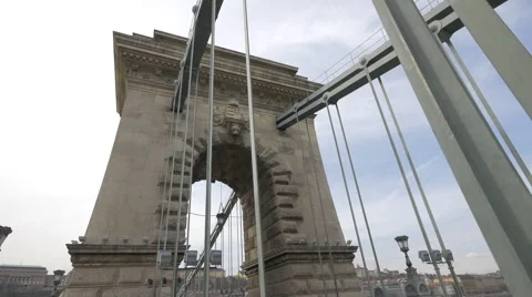 Arcade at Chain Bridge in Budapest Stock Footage 48899912