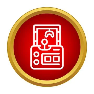 Arcade claw machine game icon on red background Stock Illustration