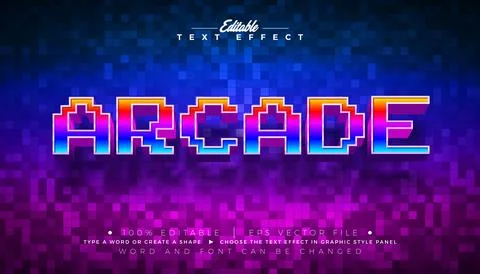 Arcade Editable Text Effect Design Editable Vector Graphic Style with Scalabl Illustrazione stock
