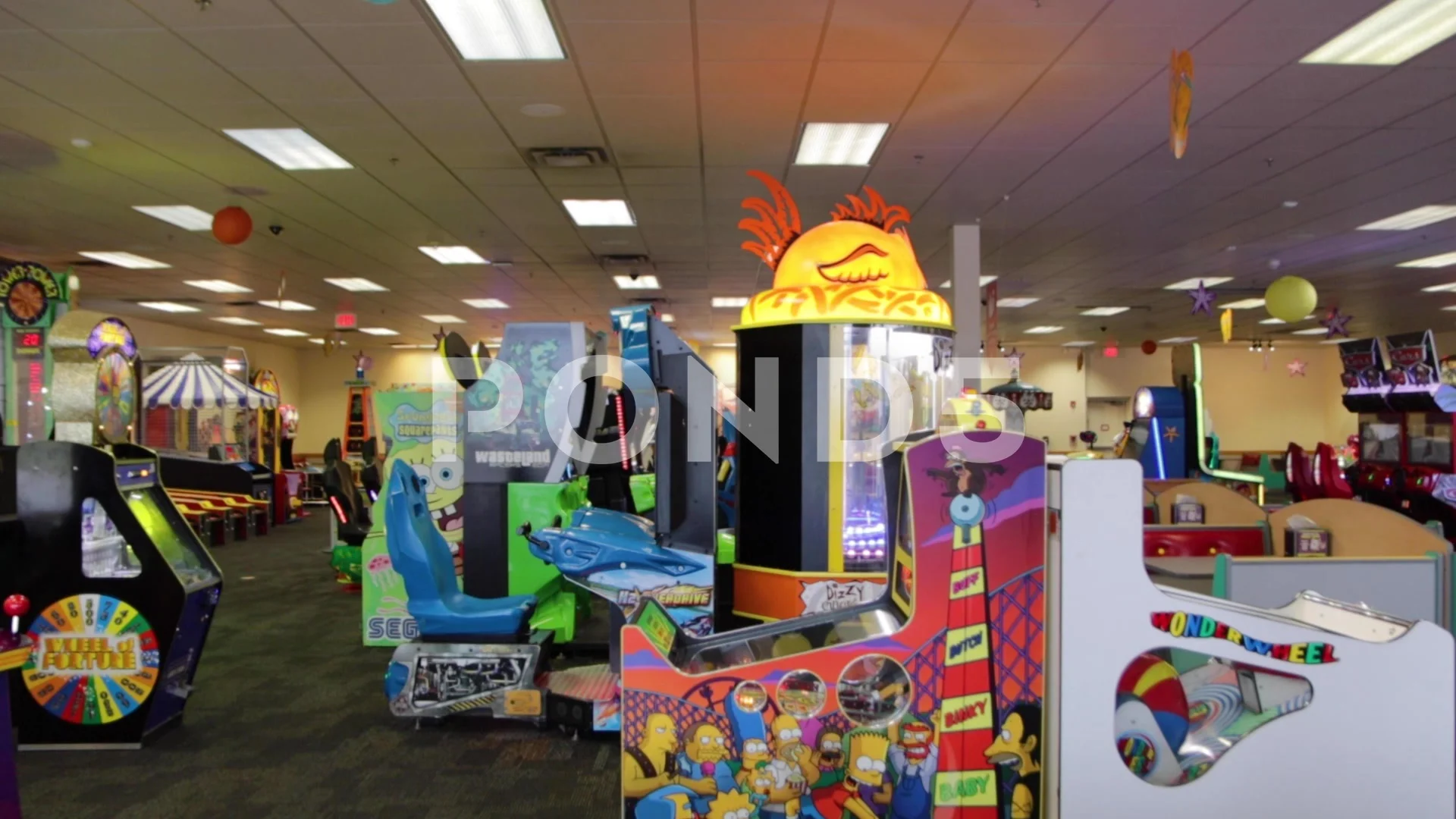 Arcade flashing lights view Chuck E Stock Video Pond5