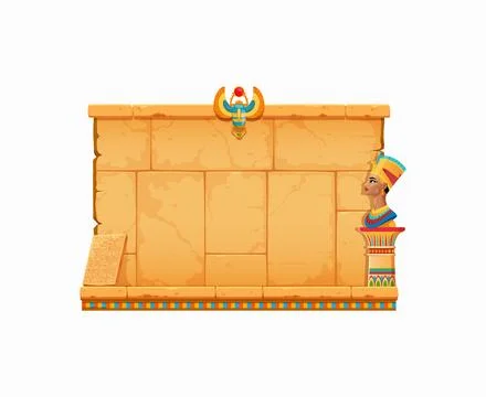 Arcade game frame, ancient Egypt stone wall, GUI Stock Illustration