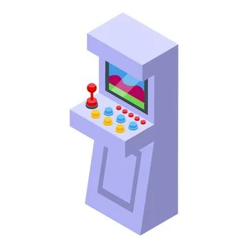Arcade game machine displaying colorful pixels isometric illustration イラスト素材