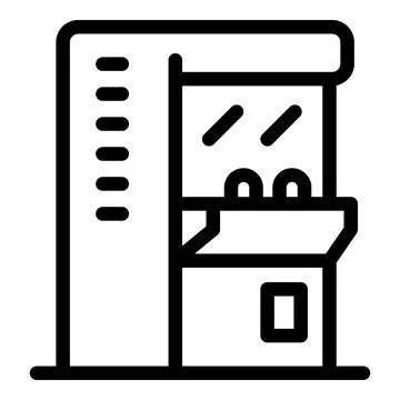 Arcade game machine displaying racing game interface in amusement park Stock Illustration