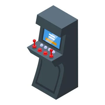 Arcade game machine displaying start screen isometric illustration Stock Illustration