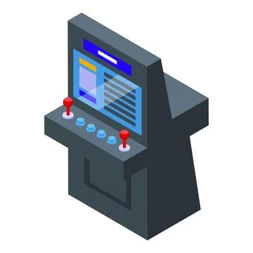 Arcade game machine displaying start screen for entertainment Stock Illustration