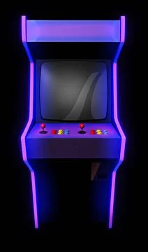  Arcade game machine, front view graphics background. 3D rendering templat... Stock Photos
