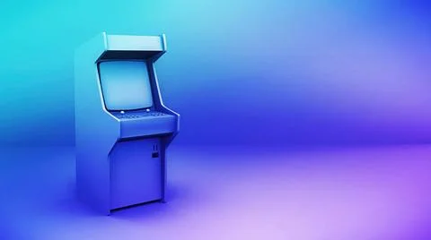 Arcade game machine, perspective full shot, rendering. A minimal retro gam... Stock Photos