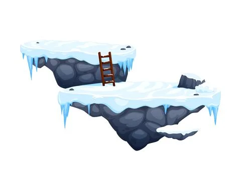 Arcade game stone platforms with ice and snow Illustrazione stock