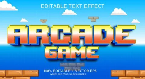 Arcade game vector text effect with modern style design Stock Illustration