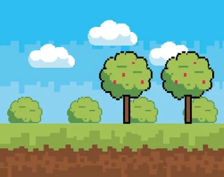 Arcade game world and pixel scene design  vector illustration 스톡 일러스트