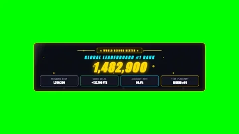 Arcade High Score New Record Crown Banner on Green Screen Vídeos de archivo 345258789