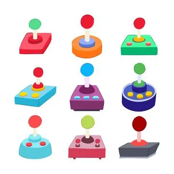 Arcade joystick set cartoon vector illustration Stock Illustration