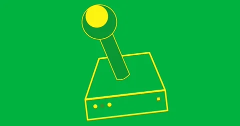 Arcade joystick on transparent background showing indicator lights, square Stock Footage 317526793