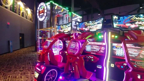 Arcade Lights - Panning Shot Stock Footage 109380016