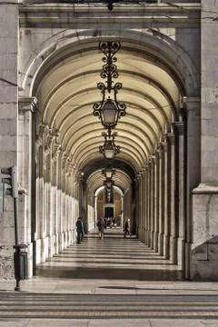 Arcade in Lisbon Stock Photos