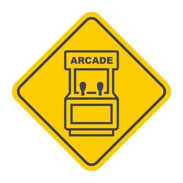 Arcade machine black icon on a yellow background. Stock Illustration