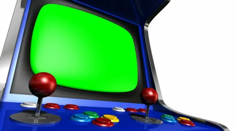 Arcade machine pan around green screen Stock Footage 34977742