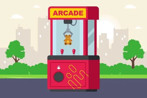 Arcade machine with soft toys. 스톡 일러스트
