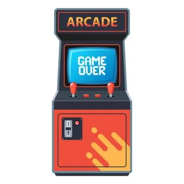 Arcade machine on a white background. game from 80s. Illustrazione stock