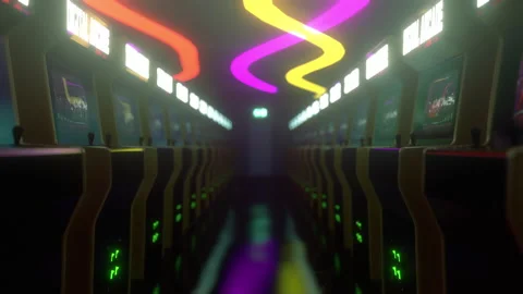 Arcade Machines Flythrough Stock Footage 169929199