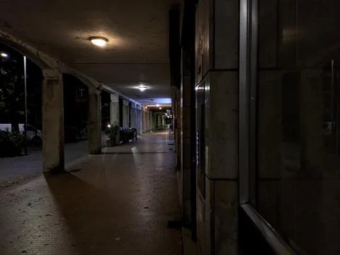 Arcade at night Stock Photos
