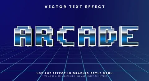 Arcade Pixel editable text effect template Stock Illustration