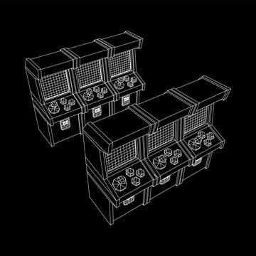 Arcade retro game machine vector Иллюстрация