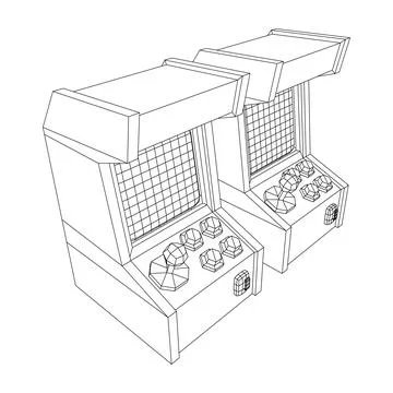 Arcade retro game machine vector Stock Illustration